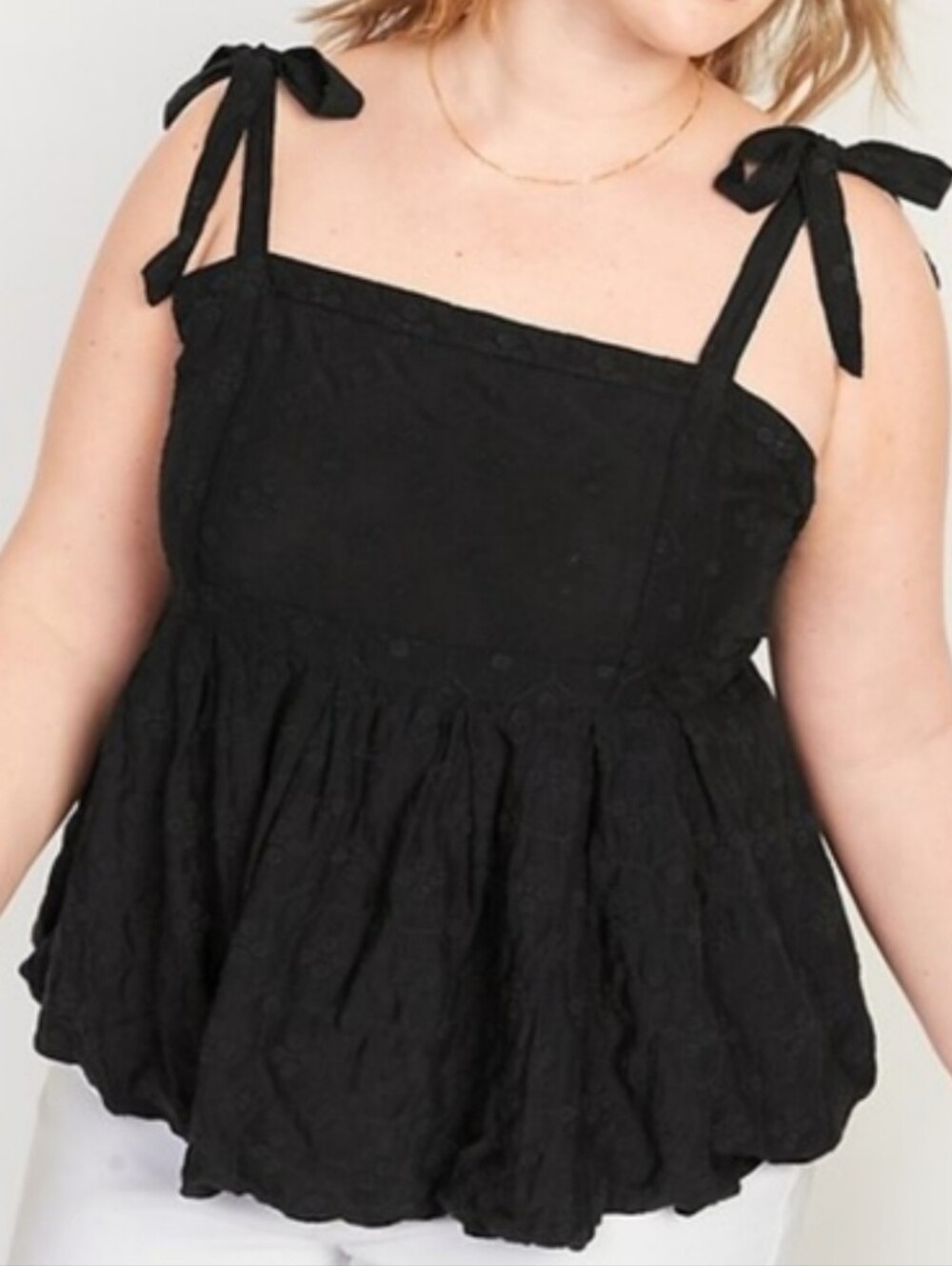 Old Navy Black Embroidered Top Blouse Babydoll 3X Sleeveless Boho Goth